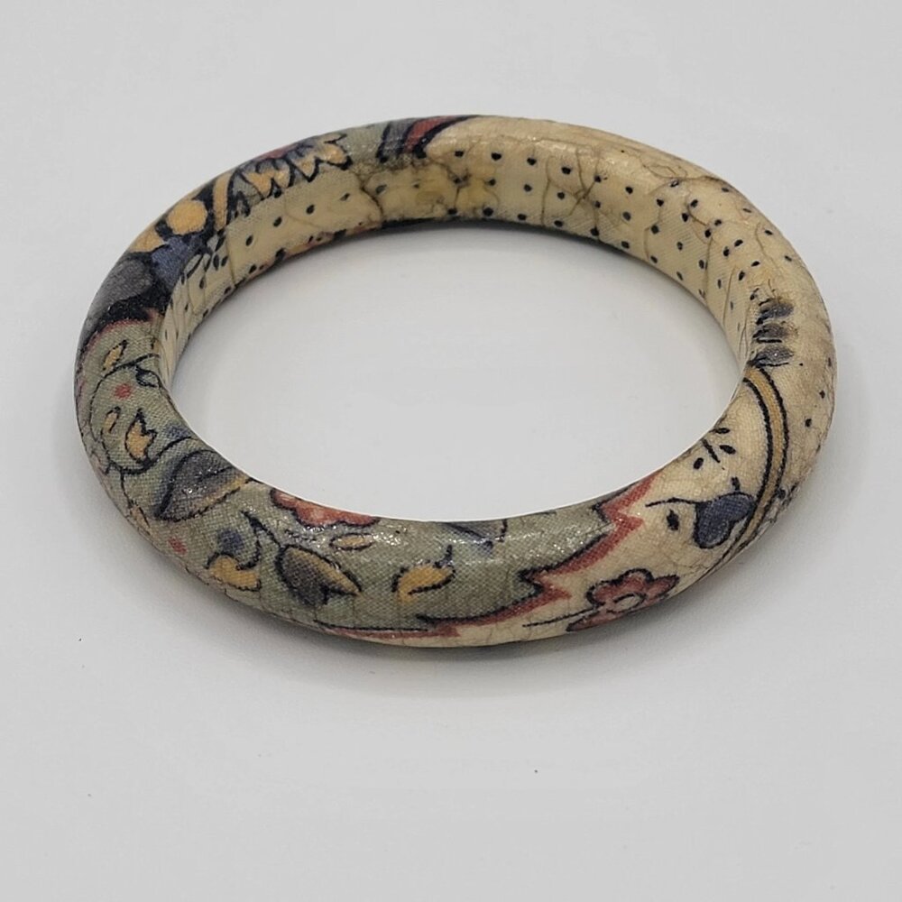 L&P Design of Denmark Lacquered Floral Design Wood Bracelet